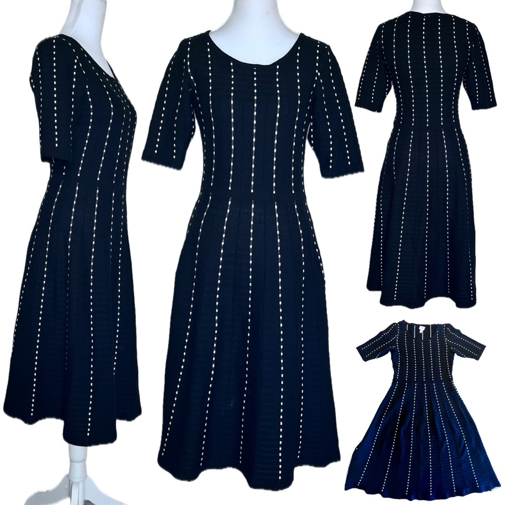 LBD Little Black Dress White Dot like pattern XS Dress Barn Classic Elegance